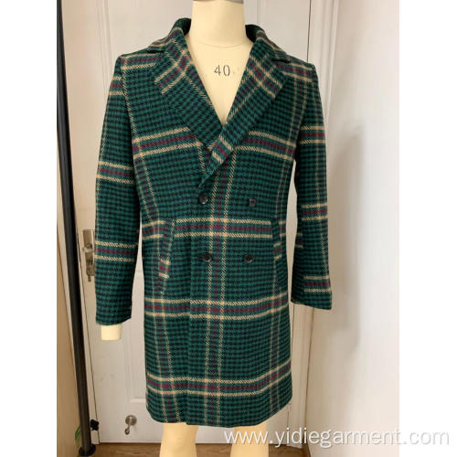 Men's Green Coat Men's Long Green Houndstooth Coat Manufactory